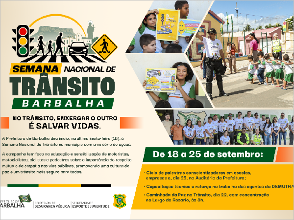 Semana Nacional de Trânsito reúne ações educativas em Barbalha até 25 de setembro